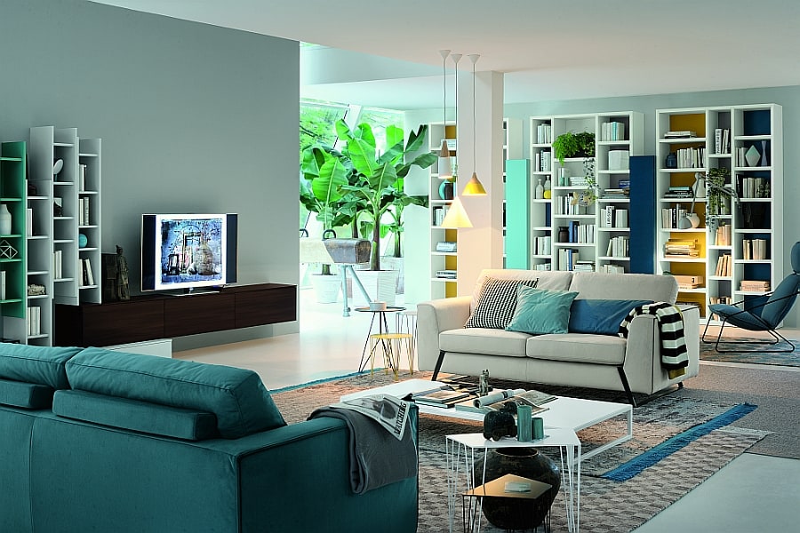 A touch of Yellow instantly brightens the room in a subtle and understated manner Modular Living Room Units Blend Italian Finesse With Modern Functionality