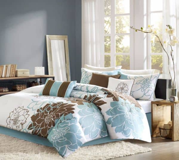 Brown and blue set against a white offer a refined appeal Trendy Teen Girls Bedding Ideas With A Contemporary Vibe