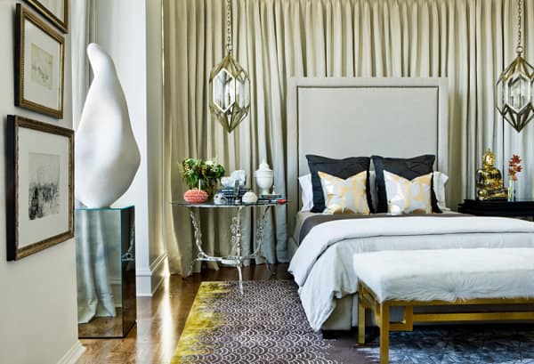 Decadent bedroom with silver and gold details Get This Look: Silver and Gold Design