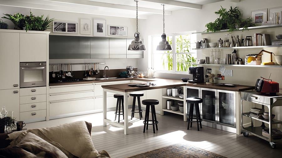 Organized and casual social kitchen with plenty of storage Family Friendly Design: How To Transform Your Kitchen Into An Inviting Social Hub