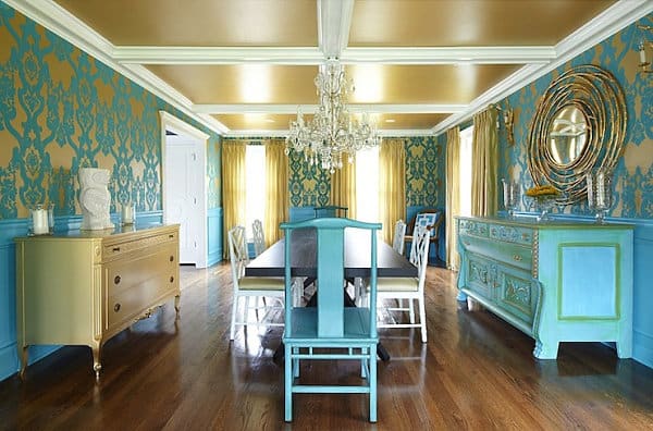 Turquoise blue dining room
