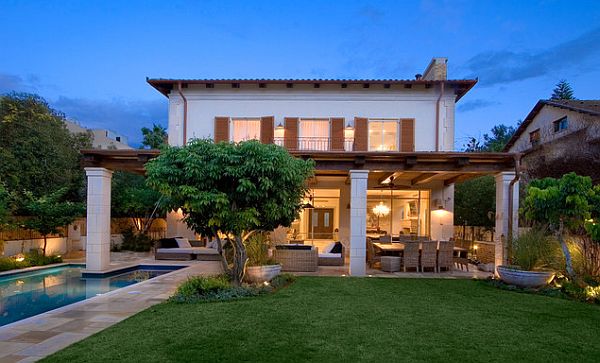 backyard retreat with fancy patio furniture