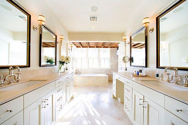 beautiful bathroom with his and hers sinks - vanities