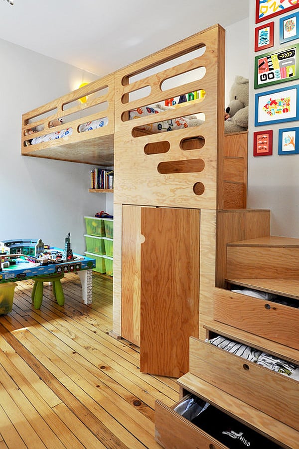 Loft bedroom for kids with discrete lighting