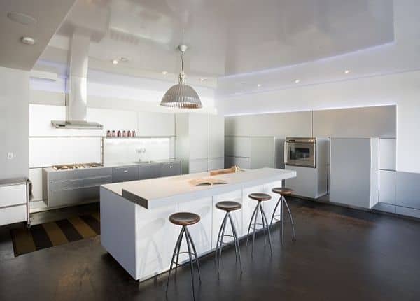 white kitchen design with minimalist lighting Modern & Minimalist Lighting Solutions for a Chic Home