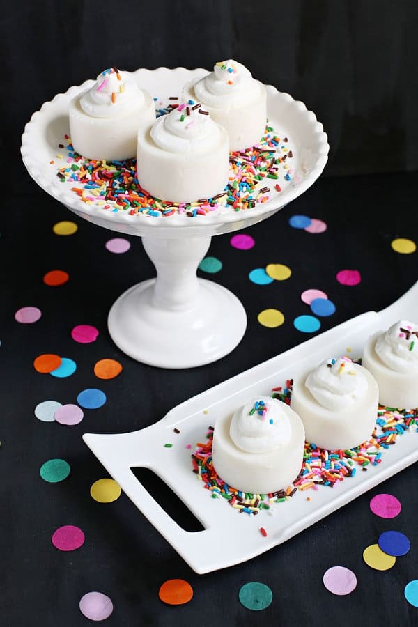 Birthday cake jello shots from A Beautiful Mess
