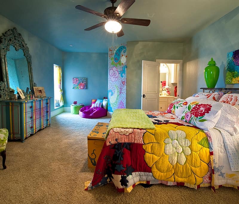 Colorful bedroom captures the urban Bohemian trend perfectly