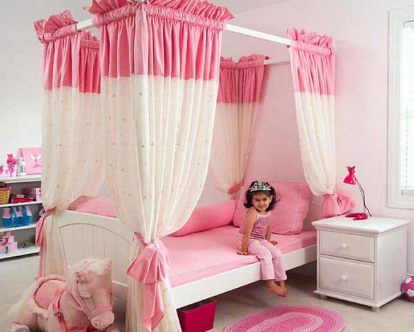 Elegant girls' bedroom in pink with princess theme