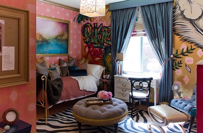 Expressive walls of the bedroom help shape a truly personal sanctuary