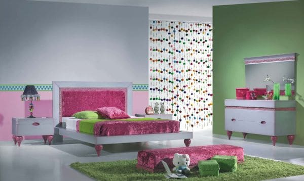 Luxurious looking girls' bedroom with a multitude of shades
