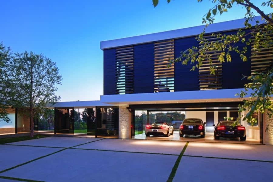 Modern parking garage of California home