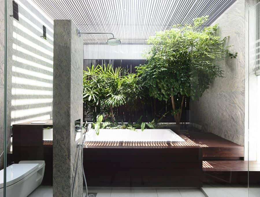 Plenty of natural green in the bathroom