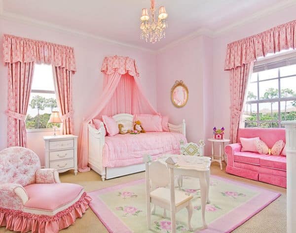 Princess themed bedroom with gorgeous furniture that goes along with the look