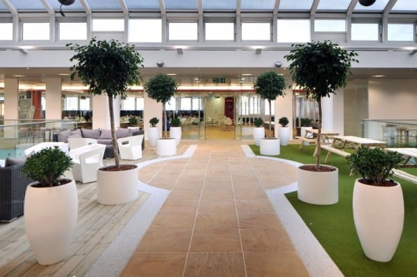 Rackspace office with tiles and flowers