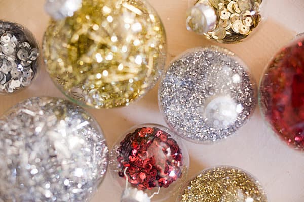 Sequin and glitter Christmas ornaments 12 DIY Christmas Ornaments for a Festive Tree