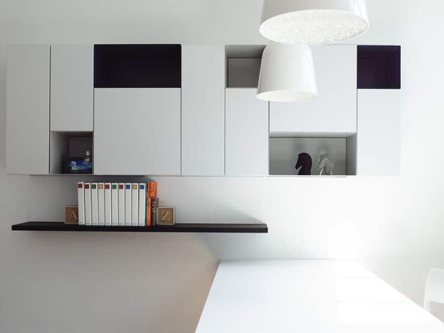 Sleek shelves in pristine white