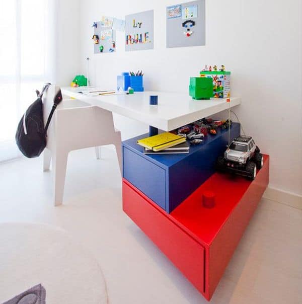 Stylish kids' workstation with colorful additions