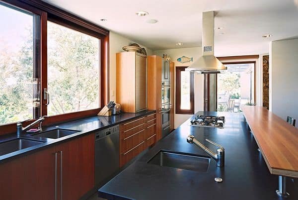Galley-style kitchen with cooktop and prep sink galley-style kitchen with cooktop and prep sink