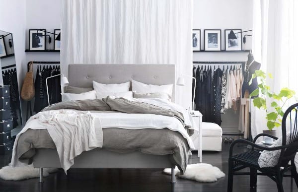 grey black and white ikea bedroom