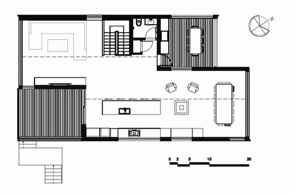 First floor plan First floor plan Reinterpretation of a Traditional Barn: Malbaie VIII Residence in Canada